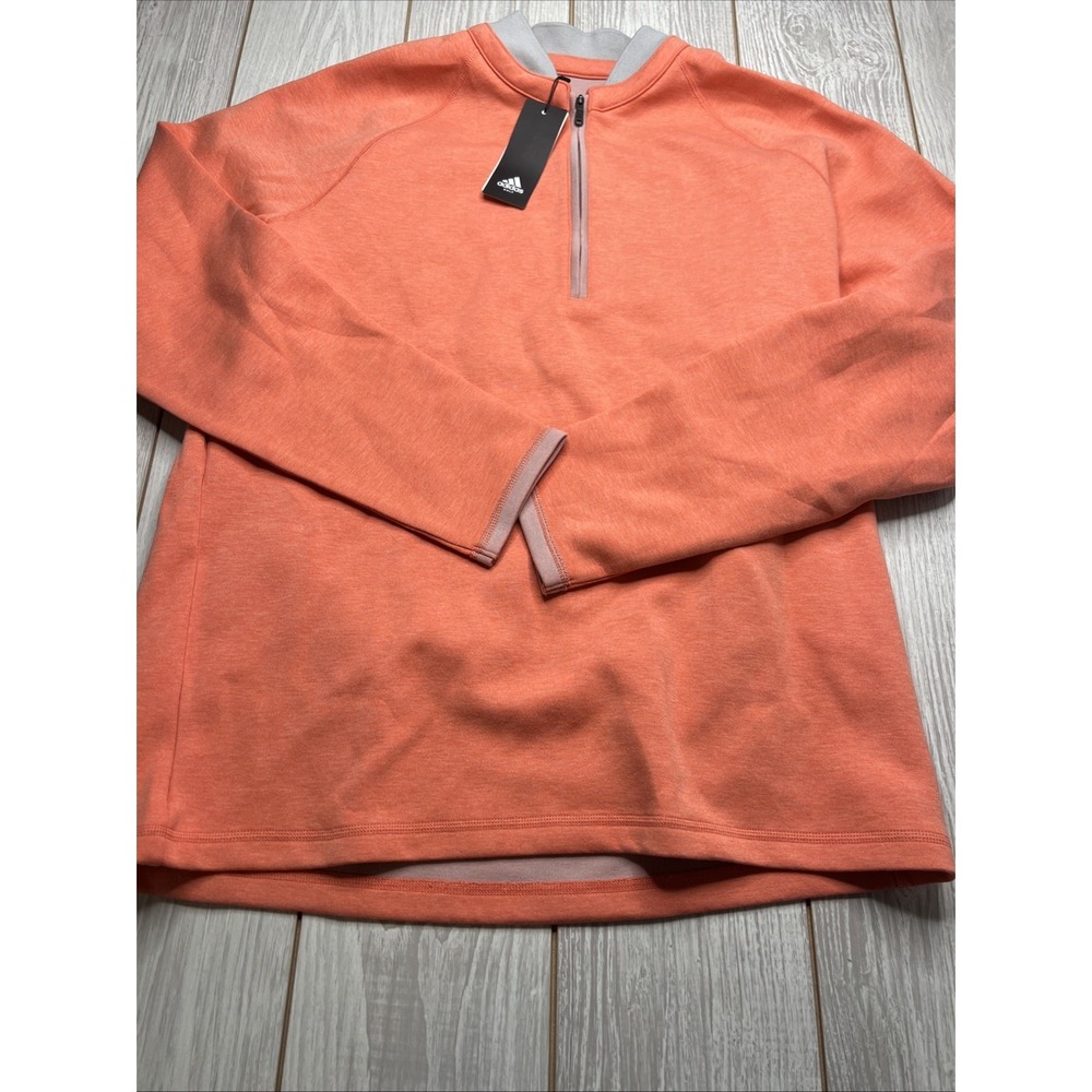 New Adidas Golf Mens Club Sweatshirt 1/4 Zip Size Large Orange